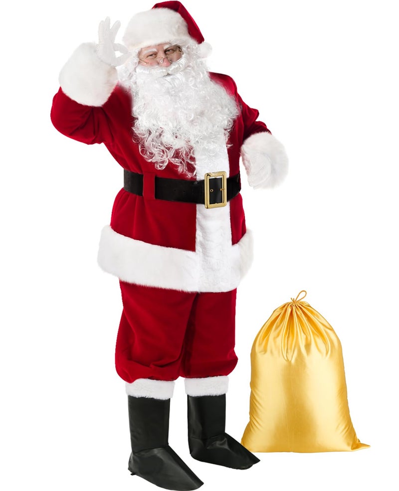 SHEJIZE Santa Claus Costume for Men Santa Costume Santa Suit Adults Men Santa Outfit (Burgundy, L/XL) - Image 4